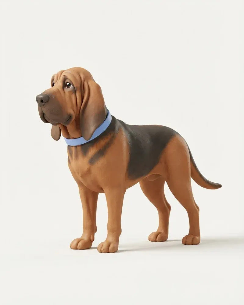 Ilustración 3D de un bloodhound (perro de san huberto)