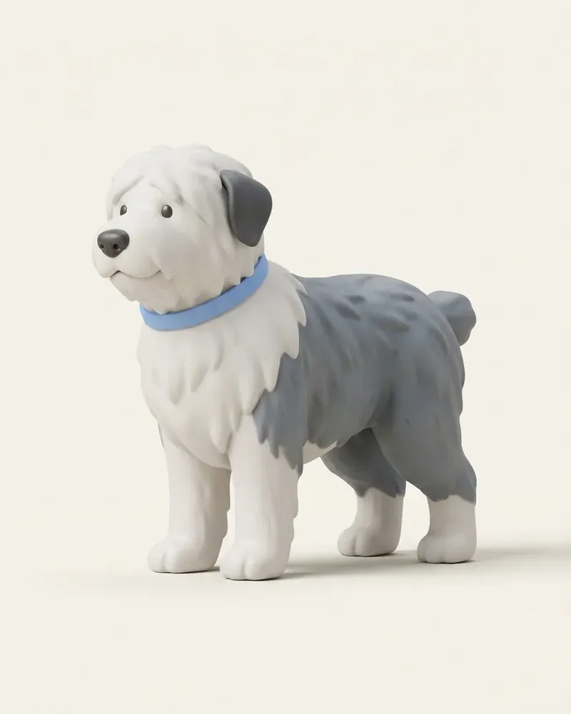 Ilustración 3D de un bobtail (antiguo pastor inglés)