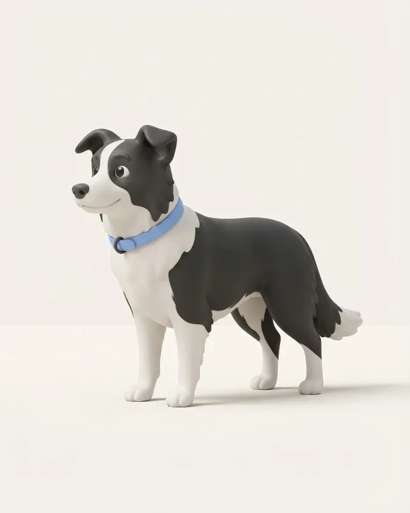 Ilustración 3D de un border collie
