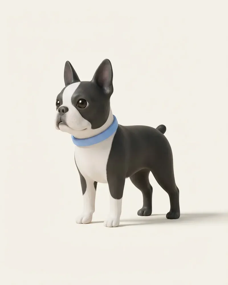Ilustración 3D de un boston terrier