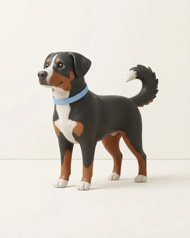 Ilustración 3D de un boyero de appenzell