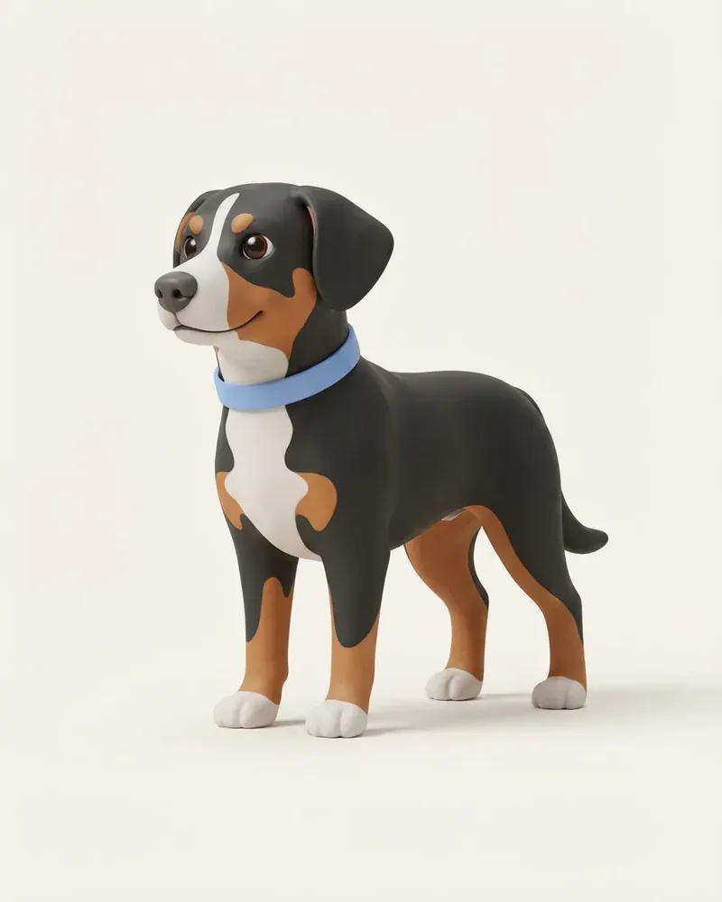 Ilustración 3D de un boyero de entlebuch