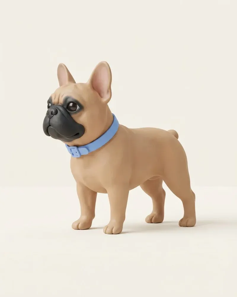 Ilustración 3D de un bulldog francés
