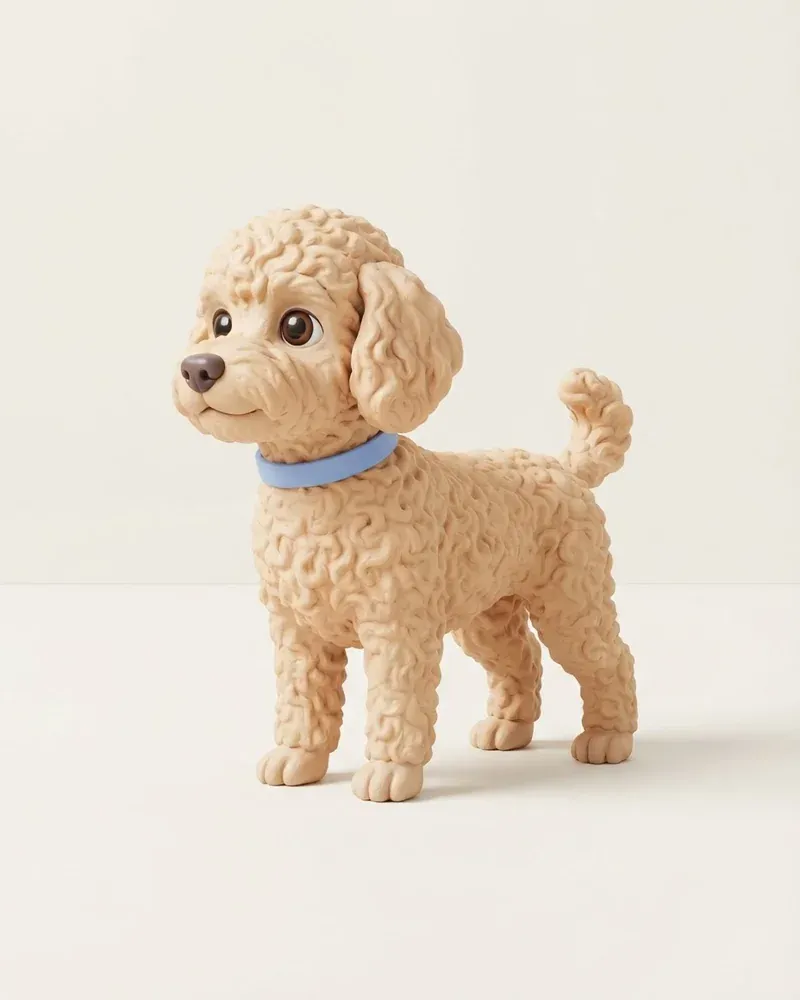 Ilustración 3D de un caniche enano