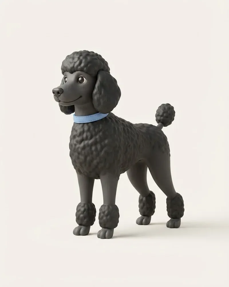 Ilustración 3D de un caniche gigante
