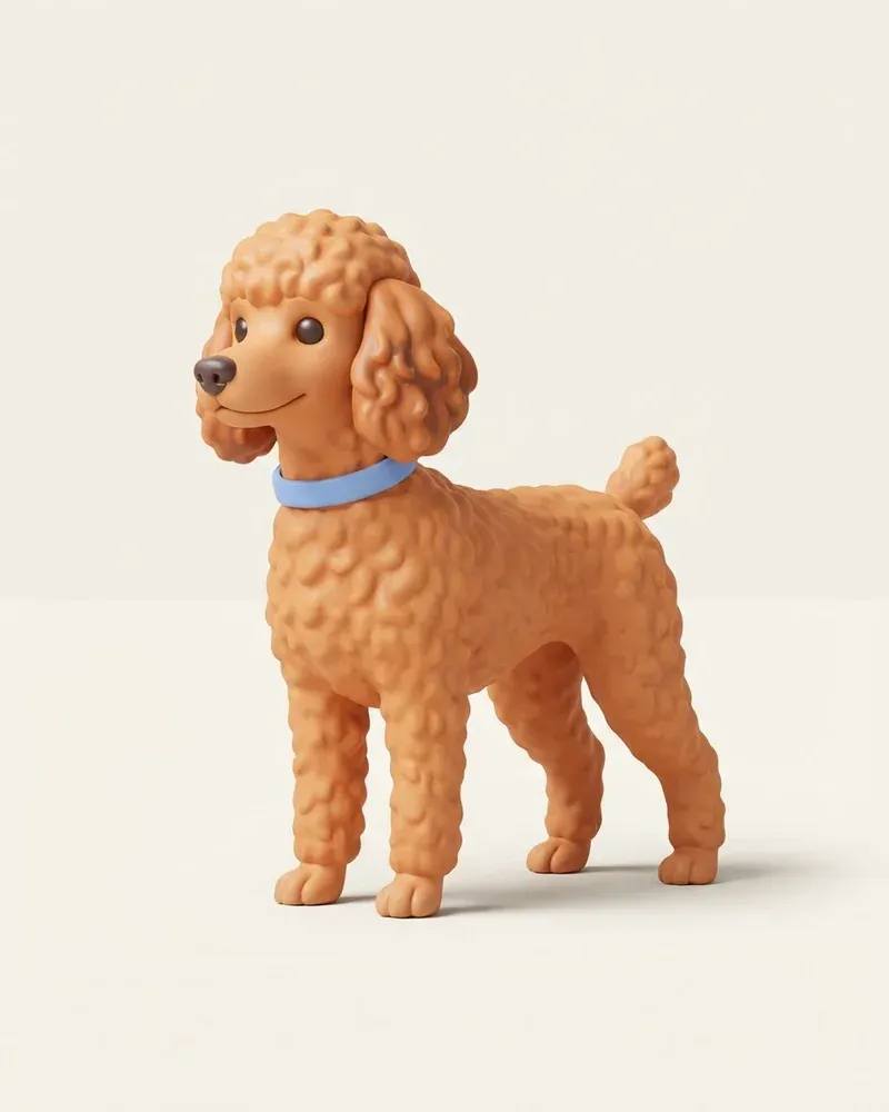 Ilustración 3D de un caniche mediano