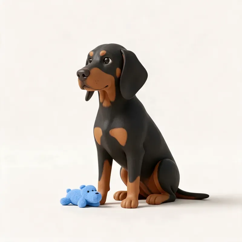 Coonhound negro y fuego: su carácter (ilustración)