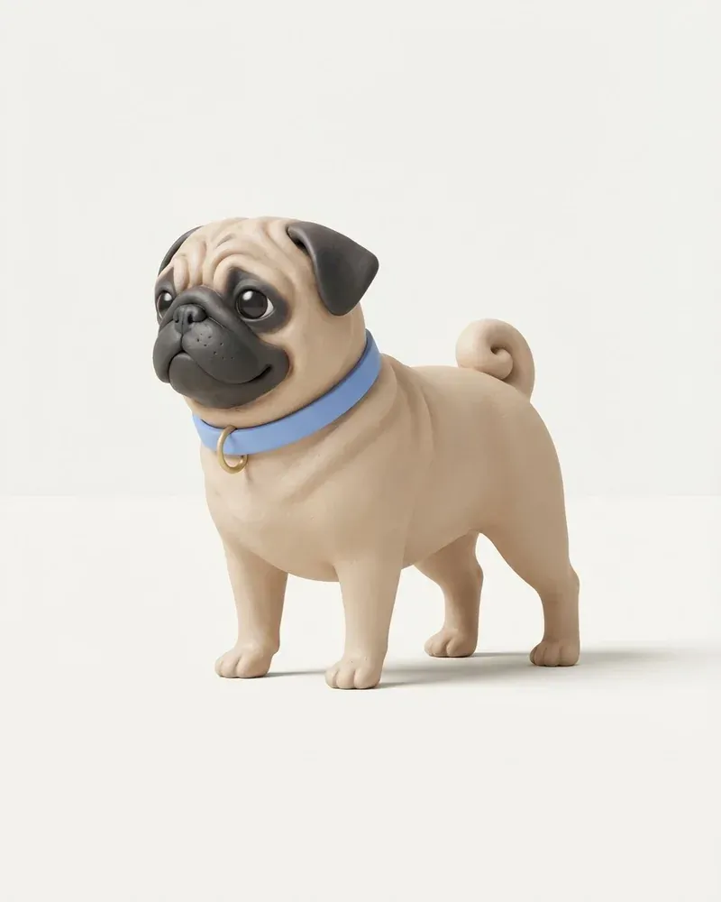 Ilustración 3D de un carlino (pug)