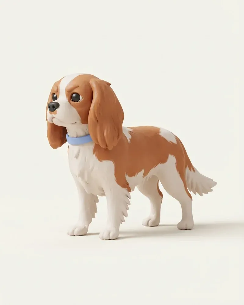 Ilustración 3D de un cavalier king charles spaniel