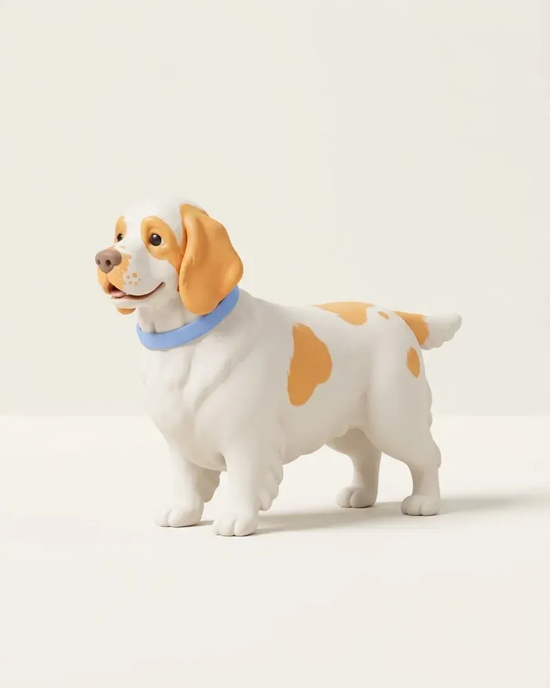 Ilustración 3D de un clumber spaniel