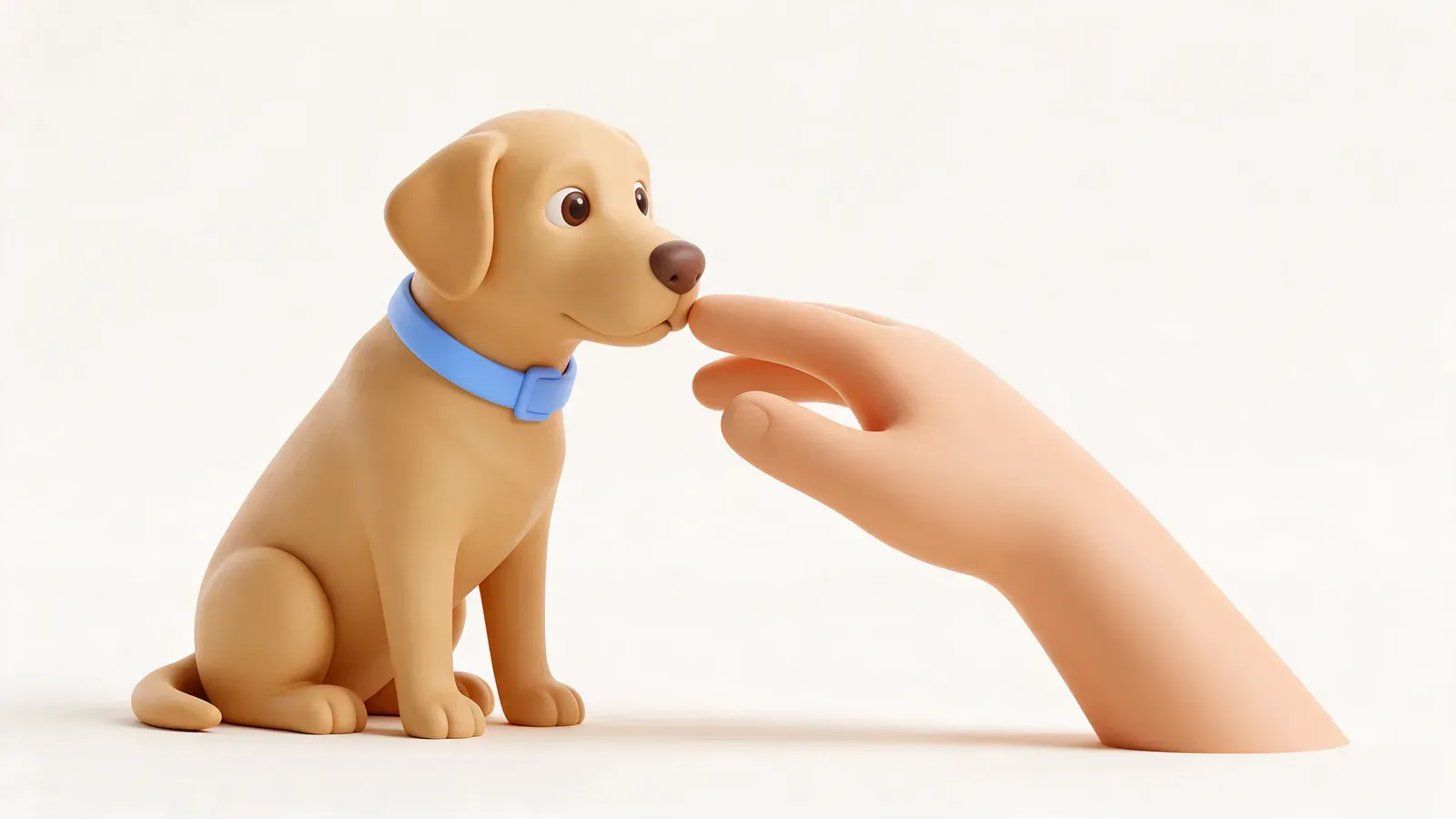 Labrador olfateando una mano para saludar