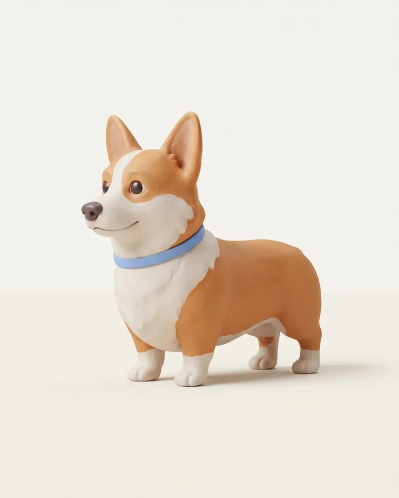 Ilustración 3D de un corgi galés pembroke