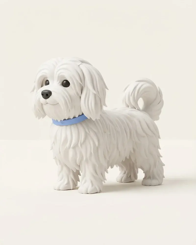 Ilustración 3D de un coton de tulear