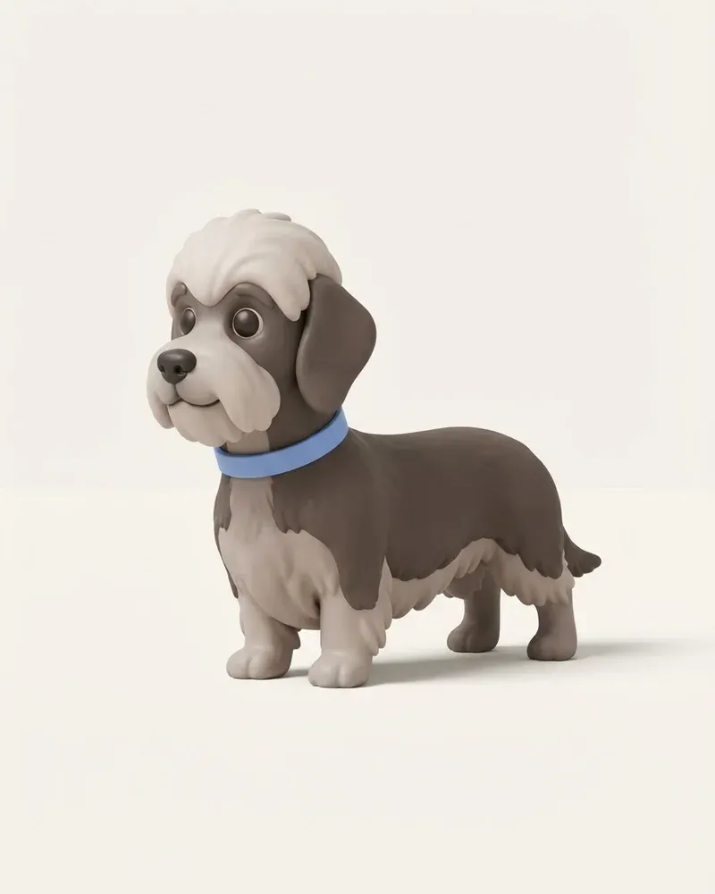 Ilustración 3D de un dandie dinmont terrier