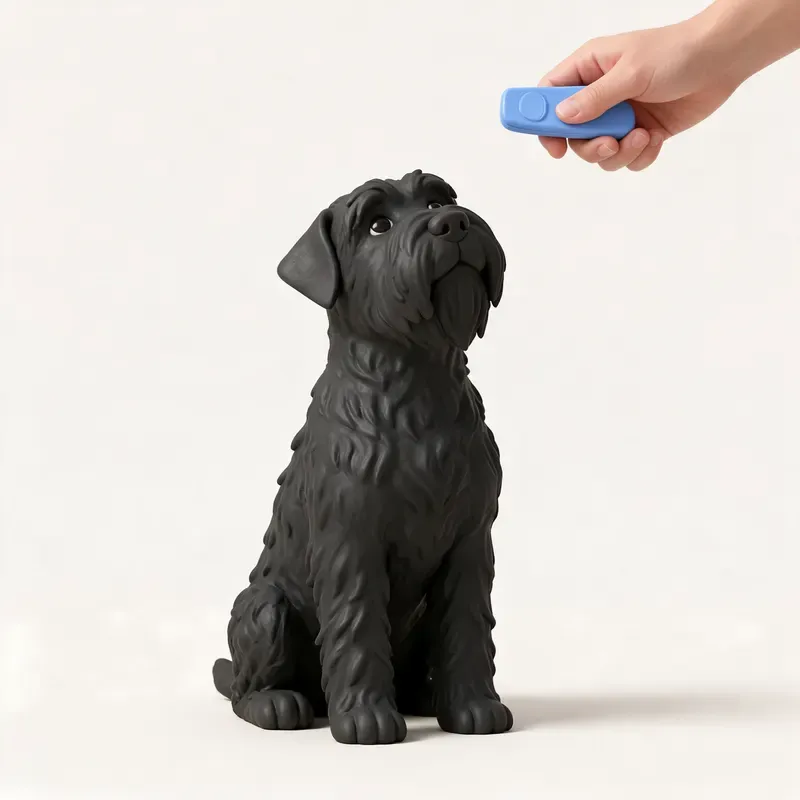 Terrier ruso negro: aprendiendo (ilustración)
