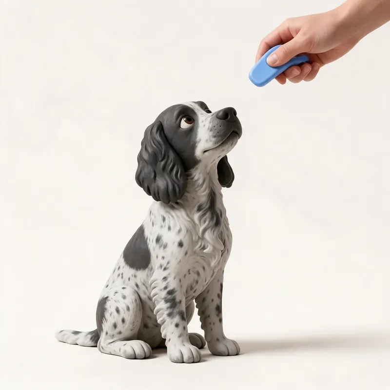 Spaniel azul de Picardía: aprendiendo (ilustración)