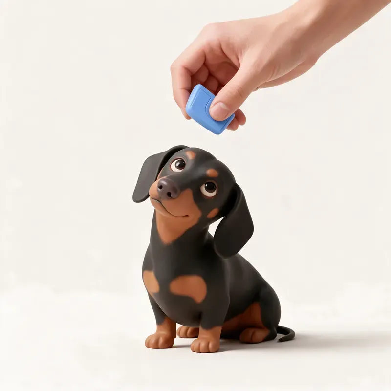 Teckel (perro salchicha): aprendiendo (ilustración)