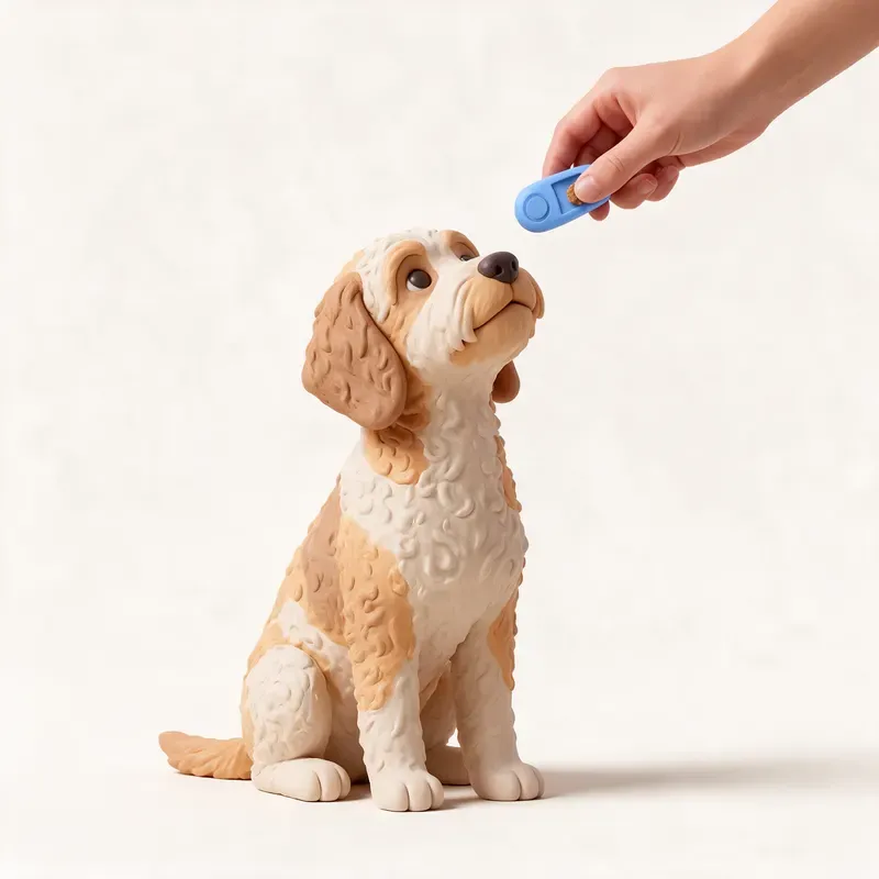 Australian labradoodle: aprendiendo (ilustración)