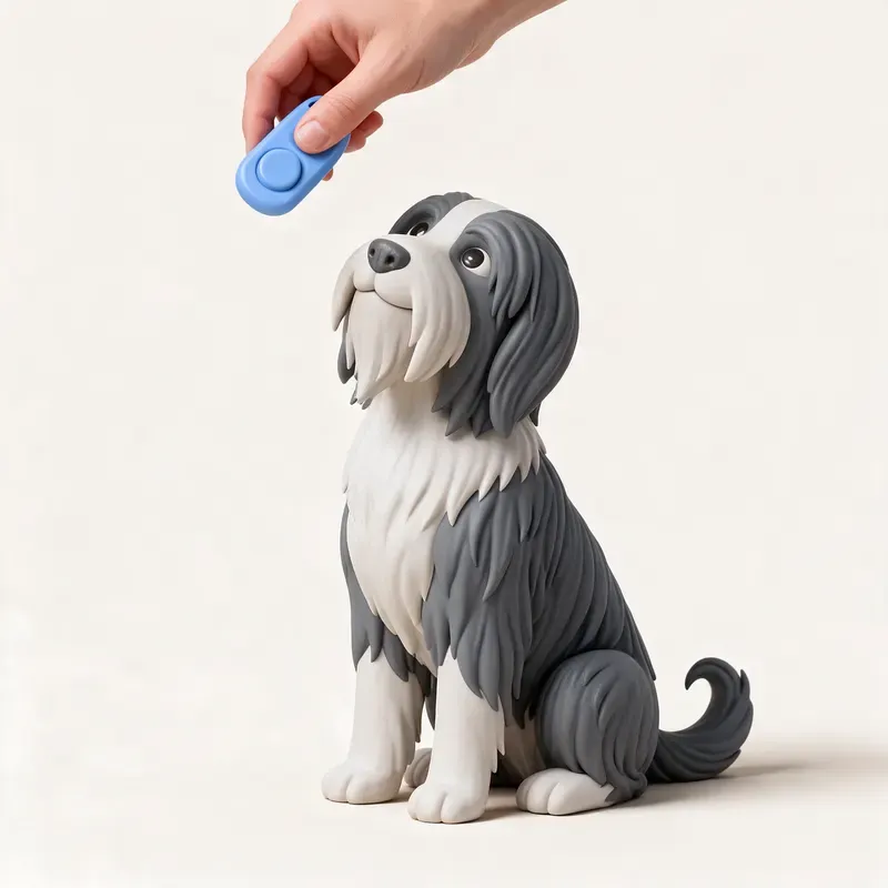 Bearded collie: aprendiendo (ilustración)