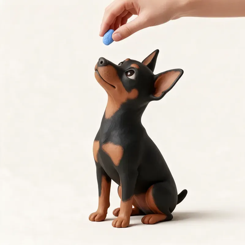 Pinscher miniatura: aprendiendo (ilustración)