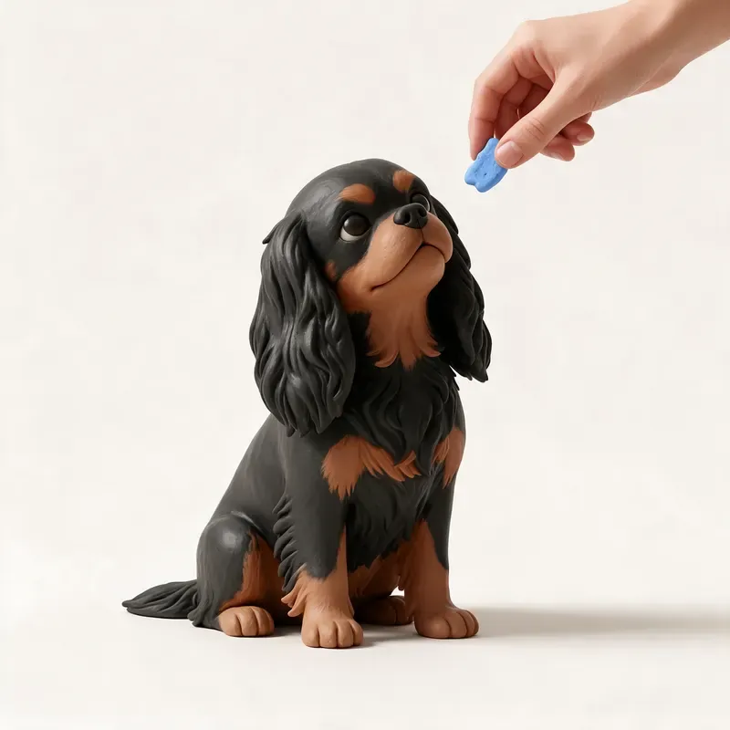 King Charles spaniel: aprendiendo (ilustración)