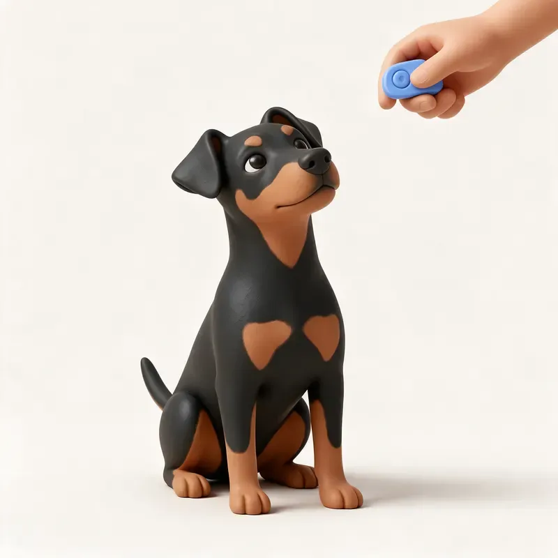 Pinscher alemán: aprendiendo (ilustración)