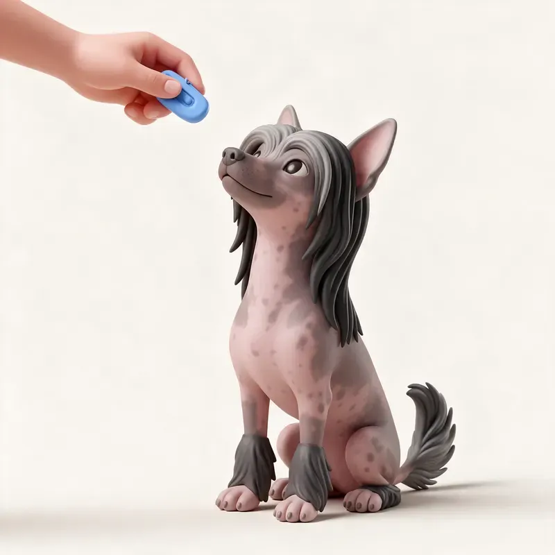 Perro crestado chino: aprendiendo (ilustración)