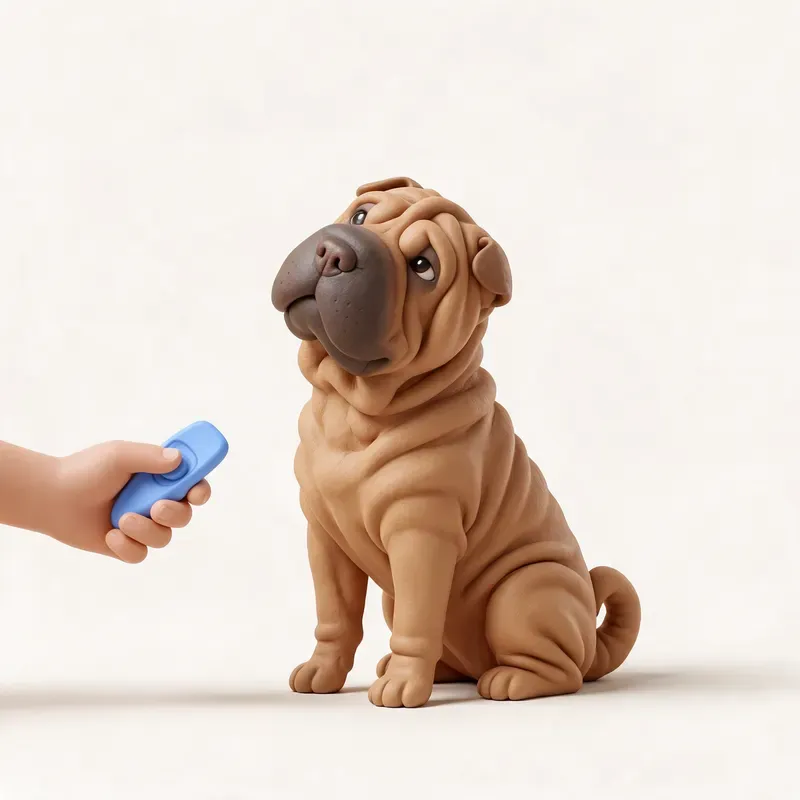 Shar pei: aprendiendo (ilustración)
