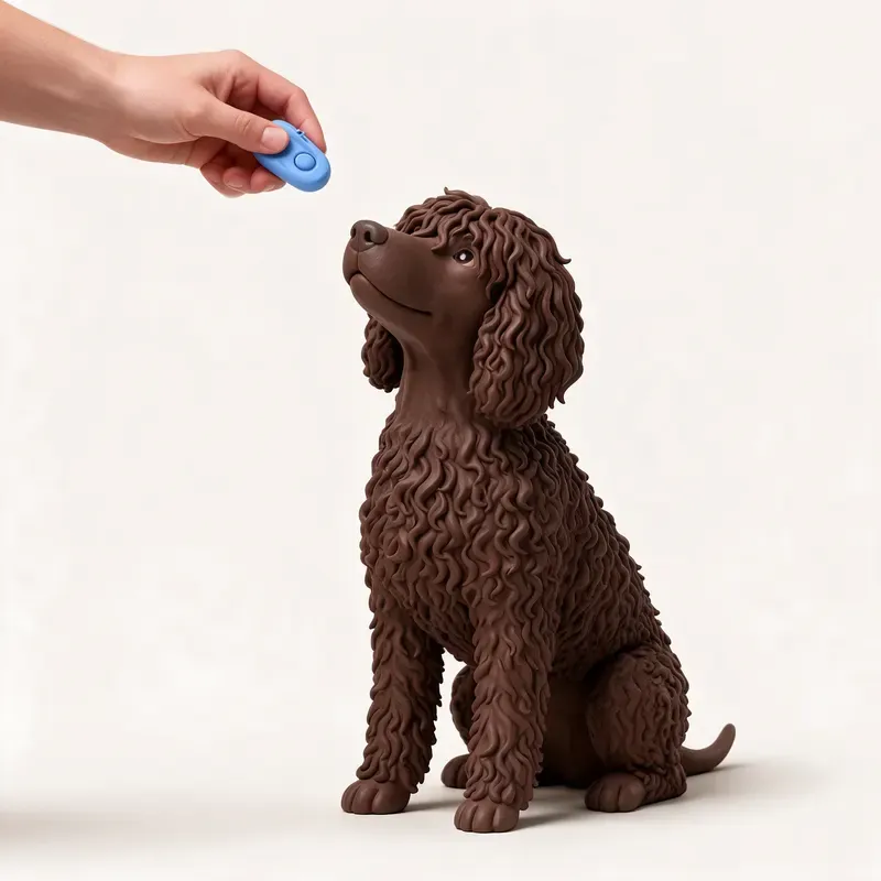 Spaniel de agua irlandés: aprendiendo (ilustración)