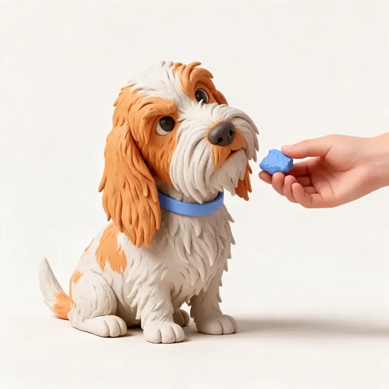 Pequeño basset grifón vendeano: aprendiendo (ilustración)
