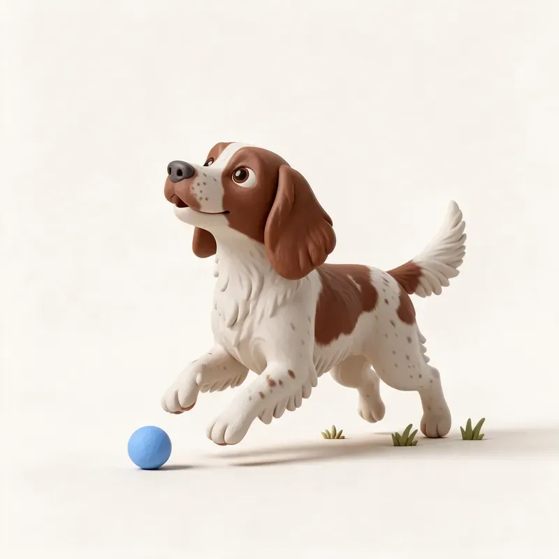 Spaniel francés: haciendo ejercicio (ilustración)
