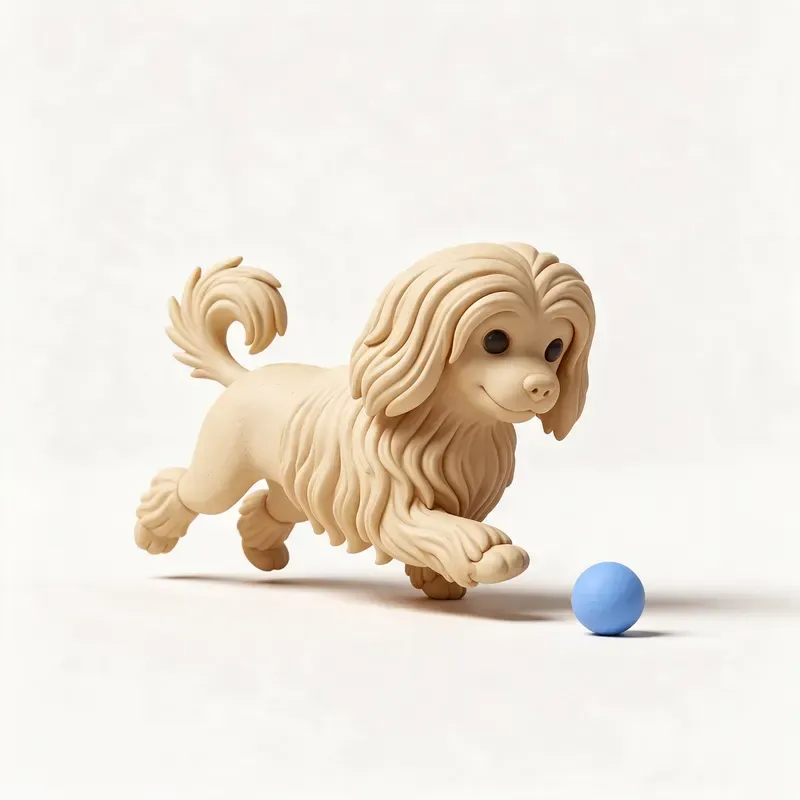 Pequeño perro león: haciendo ejercicio (ilustración)
