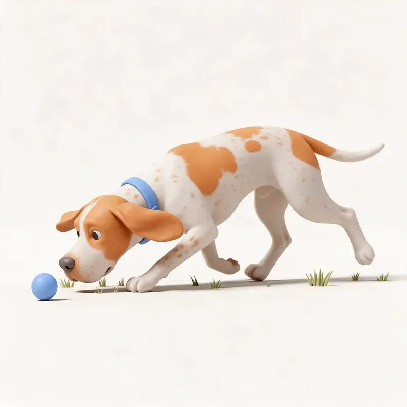 Sabueso francés blanco y naranja: haciendo ejercicio (ilustración)