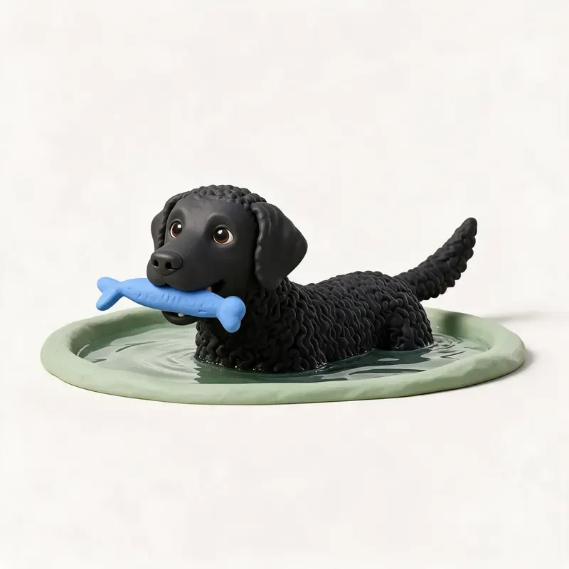 Retriever de pelo rizado: haciendo ejercicio (ilustración)