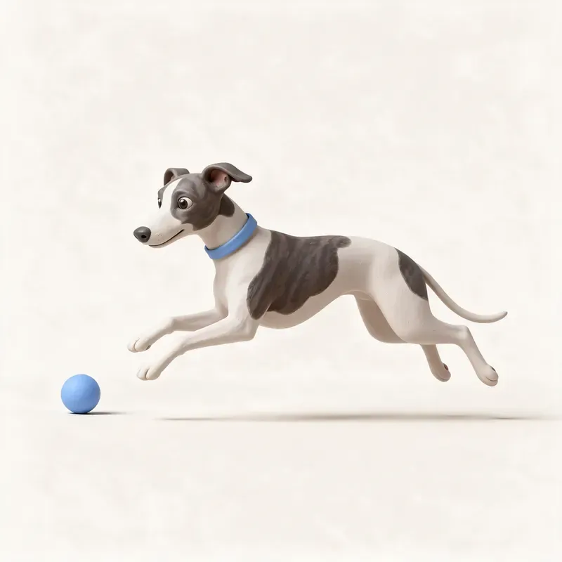 Whippet: haciendo ejercicio (ilustración)