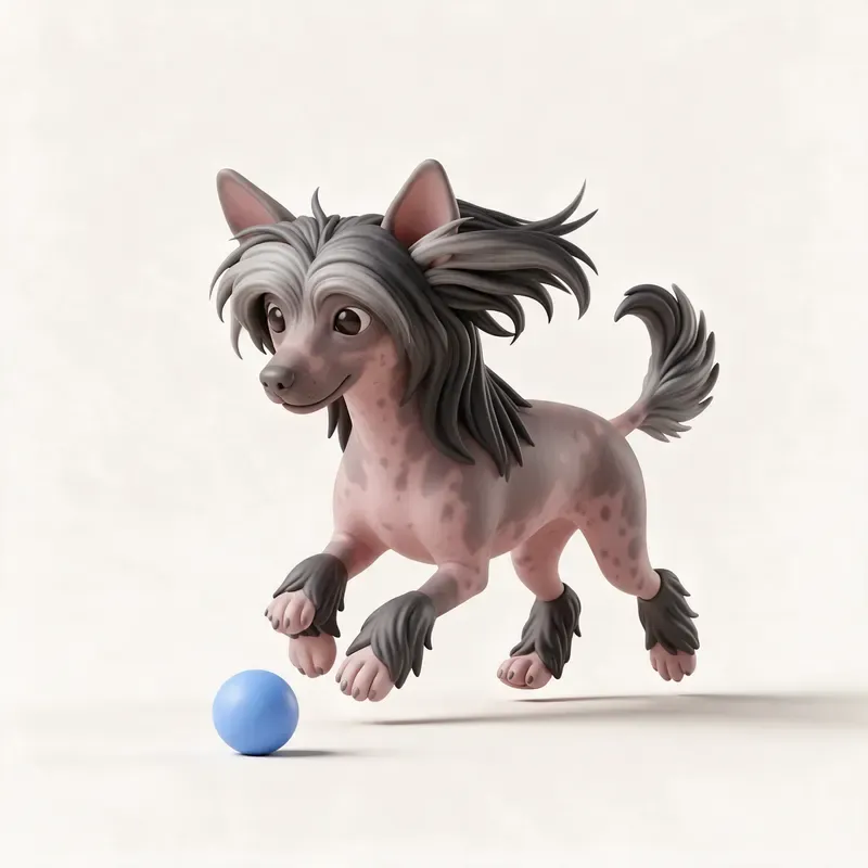 Perro crestado chino: haciendo ejercicio (ilustración)