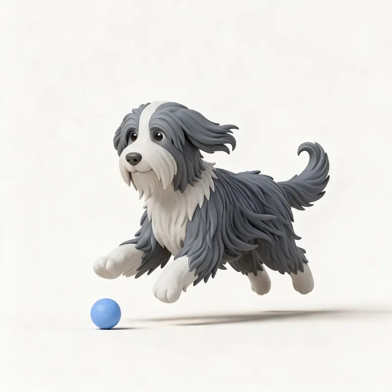 Bearded collie: haciendo ejercicio (ilustración)