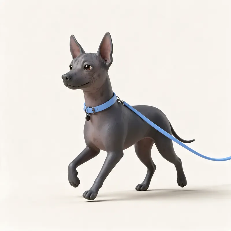 Xoloitzcuintle (perro sin pelo mexicano): haciendo ejercicio (ilustración)
