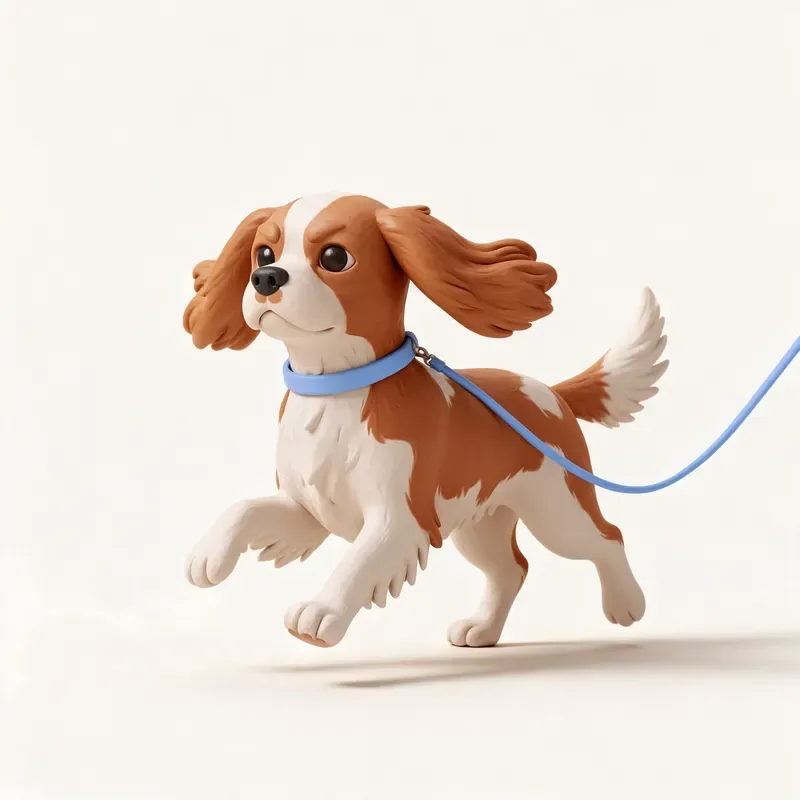Cavalier King Charles spaniel: haciendo ejercicio (ilustración)