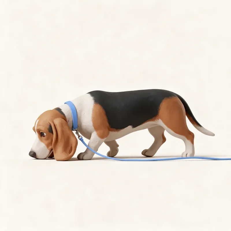 Basset artesiano de Normandía: haciendo ejercicio (ilustración)