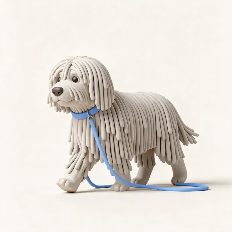 Komondor: haciendo ejercicio (ilustración)