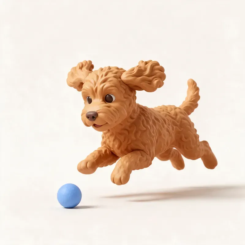 Miniature Goldendoodle: haciendo ejercicio (ilustración)