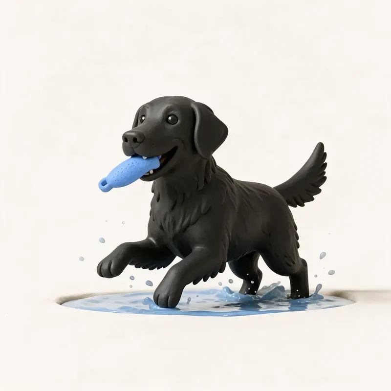 Retriever de pelo liso: haciendo ejercicio (ilustración)