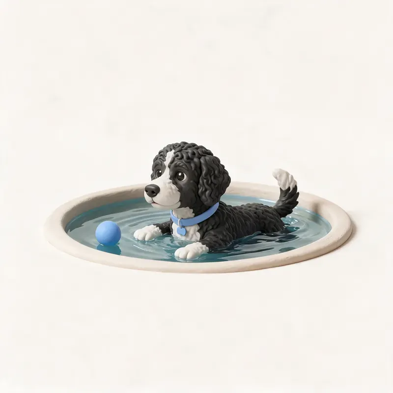 Perro de agua portugués: haciendo ejercicio (ilustración)