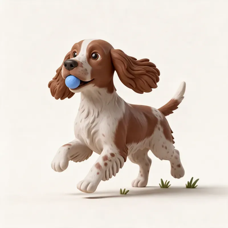 Cocker spaniel inglés: haciendo ejercicio (ilustración)