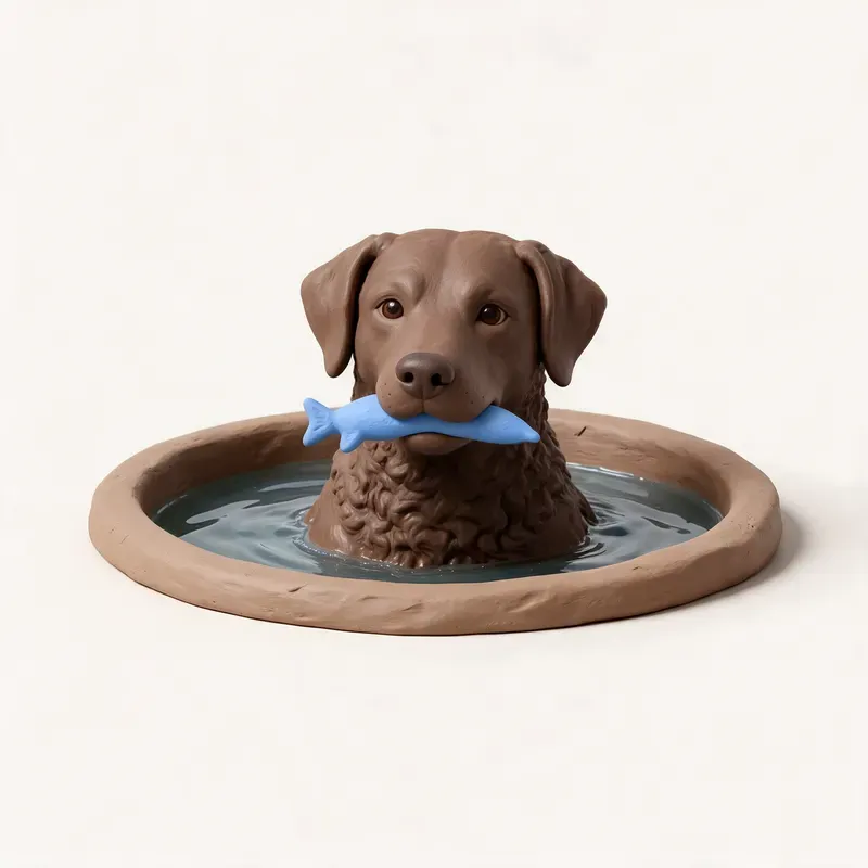Chesapeake Bay retriever: haciendo ejercicio (ilustración)