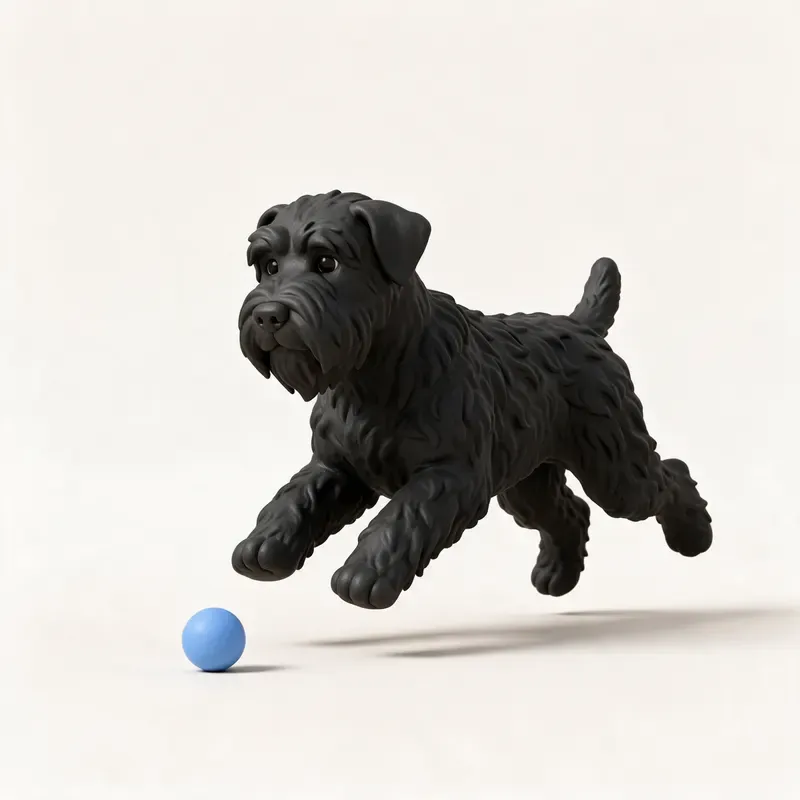 Terrier ruso negro: haciendo ejercicio (ilustración)