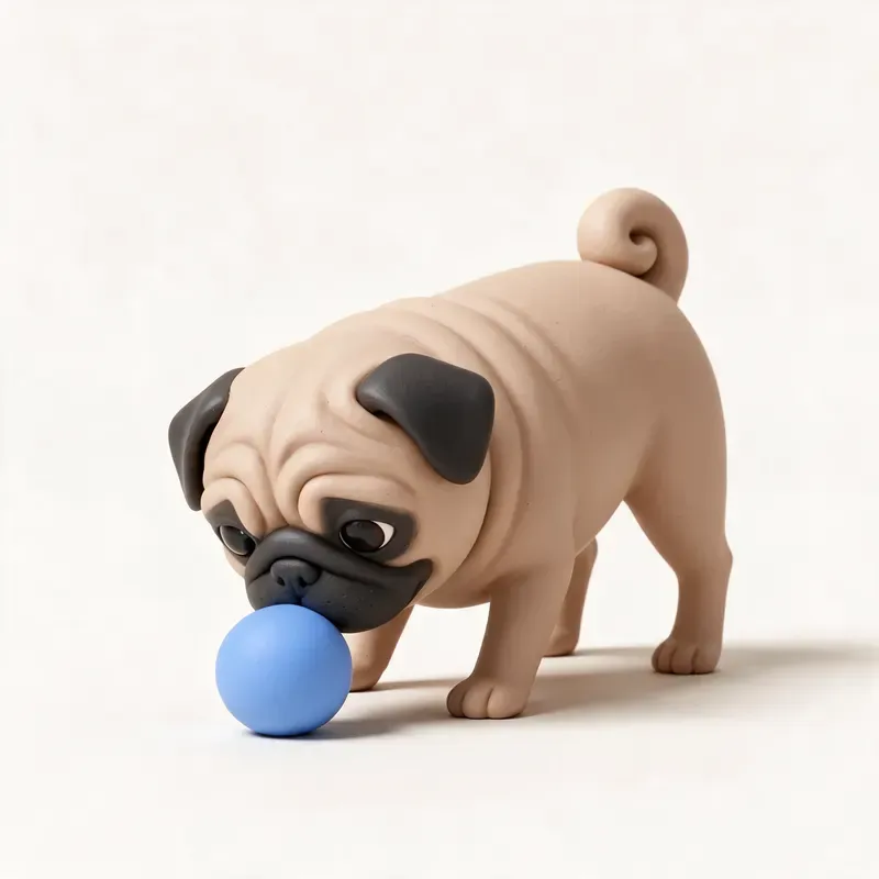 Carlino (pug): haciendo ejercicio (ilustración)