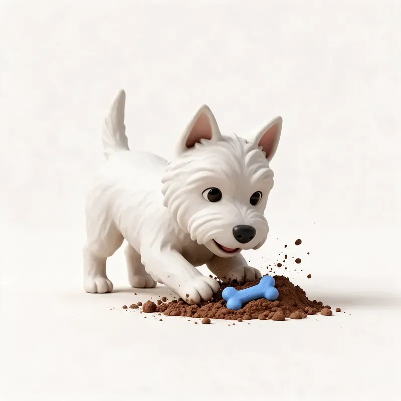 West Highland white terrier (Westie): haciendo ejercicio (ilustración)