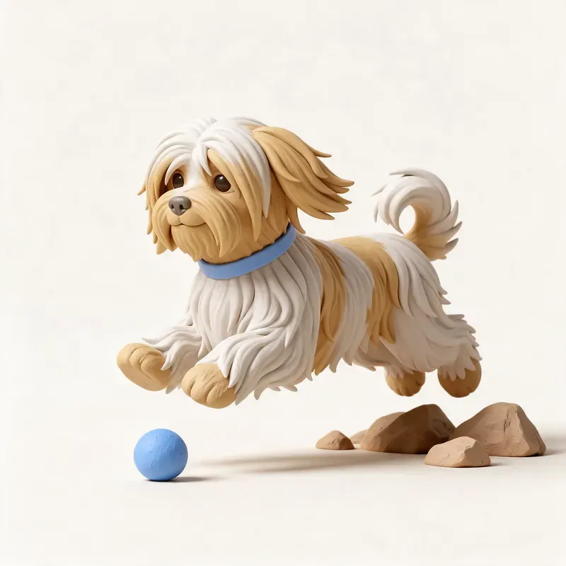 Terrier tibetano: haciendo ejercicio (ilustración)